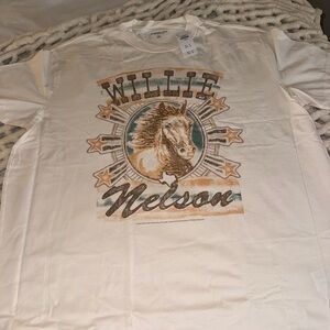 Abercrombie & Fitch White Graphic Tee with Horse Design